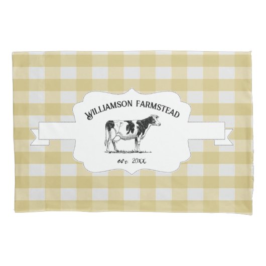 Geel Boerderij Koe piloot Hoesje Kussensloop (Voorkant)