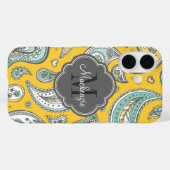 Geel Bohemian Paisley Custom Monogram Case-Mate iPhone Case (Achterkant (horizontaal))
