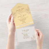 Geel Boho Bruiloft All In One Uitnodiging (Afscheurbaar)