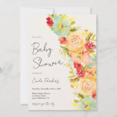 Geel boho Chic Blauw Bloemen Winter baby shower Kaart (Voorkant)