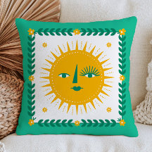 Geel BOHO Chic Zon Gezicht Boheemse Groen Hemels
