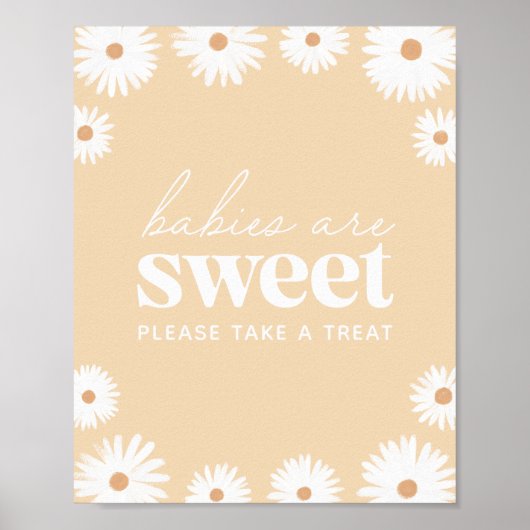 Geel Boho Daisy Baby shower Babies zijn zoet Poster (Voorkant)