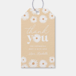 Geel Boho Daisy Floral Girl Baby shower Cadeaulabel