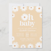 Geel Boho Daisy Floral Girl Baby shower Kaart (Voorkant)