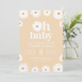 Geel Boho Daisy Floral Girl Baby shower Kaart (Staand voorkant)