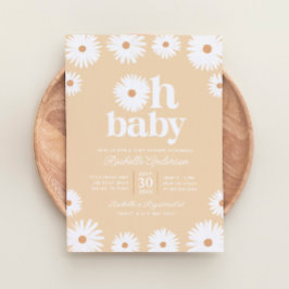 Geel Boho Daisy Floral Girl Baby shower Kaart