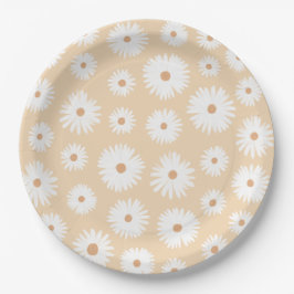 Geel Boho Daisy Floral Girl Baby shower Papieren Bordje