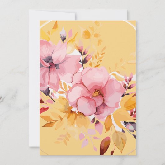 Geel Boho Waterverf Bloem Bruiloft Kaart (Achterkant)