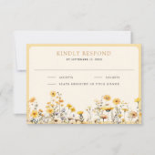 Geel Boho Wilde Bloem Bruiloft RSVP Kaartje (Voorkant)