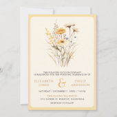 Geel Boho Wildflower Foto QR Code Huwelijk Kaart (Voorkant)