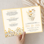 Geel Boho Wildflower QR Code Huwelijk