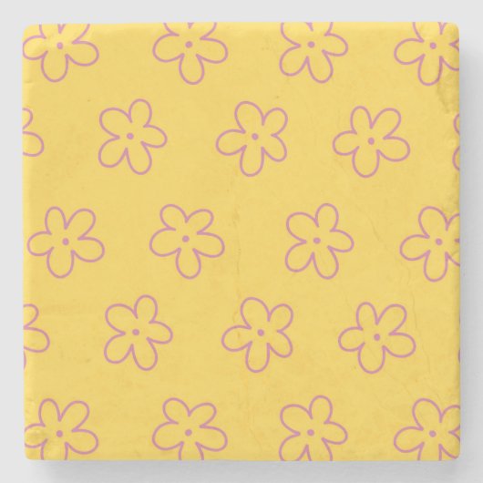 Geel Bold Y2K Wildflower Levendig Spring Decor Stenen Onderzetter (Voorkant)