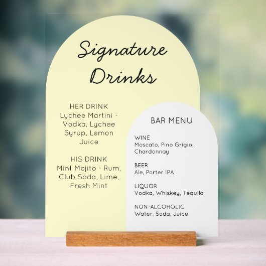 Geel boog Bruiloft Bar Bord Aangepast Display (Neutraal)