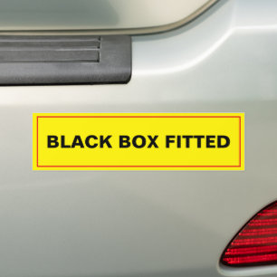 Geel bord, zwarte doos gemonteerd bumpersticker