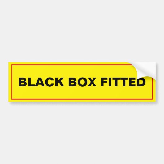Geel bord, zwarte doos gemonteerd bumpersticker (Voorkant)