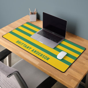 Geel & Bos Groene Strepen Patroon Gepersonaliseerd Bureaumat