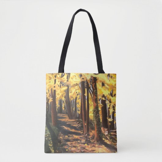Geel bos in herfst schilderij canvas tas (Voorkant)