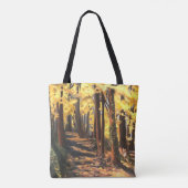 Geel bos in herfst schilderij canvas tas (Achterkant)