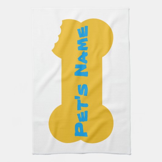 Geel bot gepersonaliseerde Dog Kitchen Towel Theedoek (Verticaal)