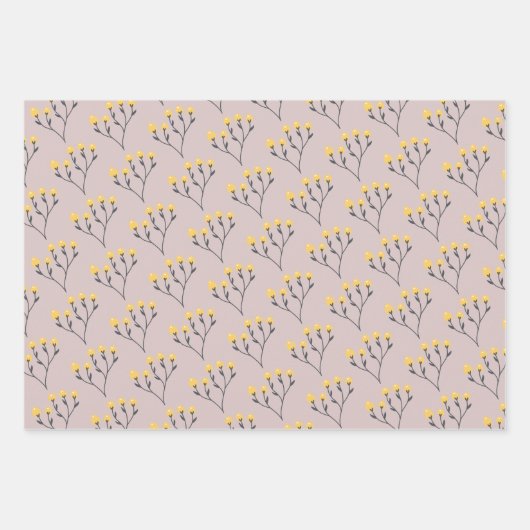 Geel botanisch inpakpapier vellen (Voorkant 2)