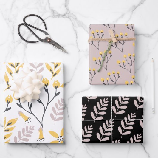 Geel botanisch inpakpapier vellen (Voorkant)