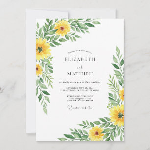 Geel botanisch lentewedding kaart