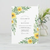 Geel botanisch lentewedding kaart (Staand voorkant)