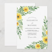 Geel botanisch lentewedding kaart (Voorkant / Achterkant)