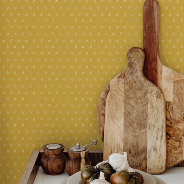 Geel Botanisch  Slaapkamer Keuken Badkamer Behang (Creator heeft geüpload)