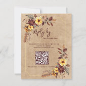 Geel & Bourgondië Bloemen QR Code Fall Wedding RSVP Kaartje (Achterkant)
