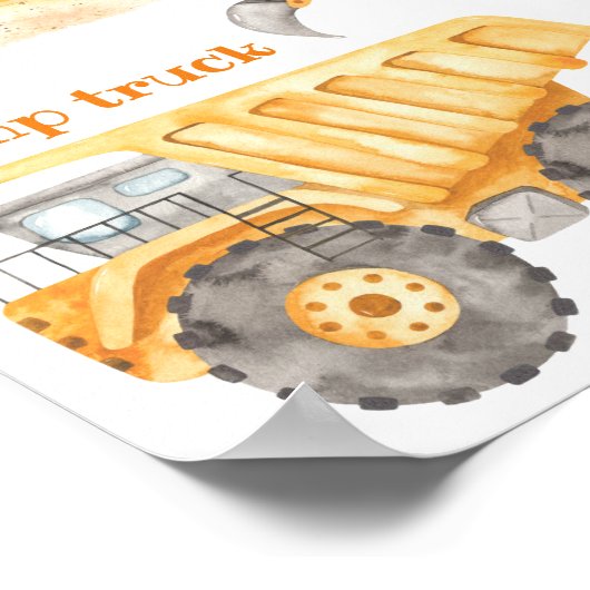 Geel bouwtruck naam bord poster (Hoek)