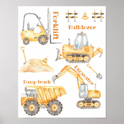 Geel bouwtruck naam teken poster (Voorkant)