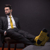 Geel Bowling Pin Bloem Patroon Stropdas