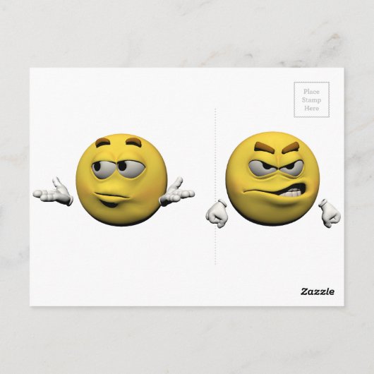 Geel boze emoticon of briefkaart (Achterkant)