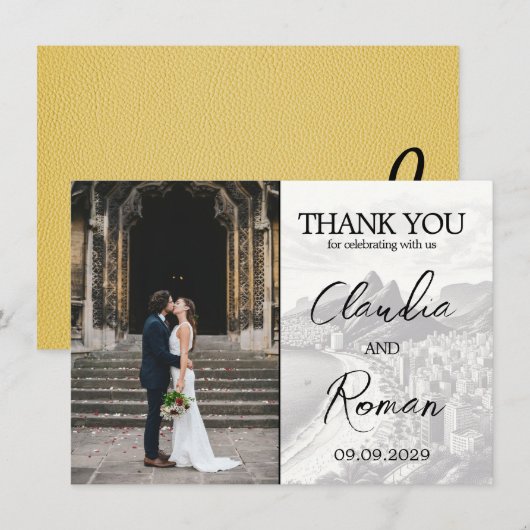 Geel Brazilië Paspoort Bedankkaart (Voorkant / Achterkant)