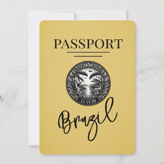 Geel Brazilië paspoort Bewaar de datum Save The Date (Voorkant)