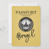 Geel Brazilië Paspoort Huwelijksuitnodiging Kaart (Achterkant)