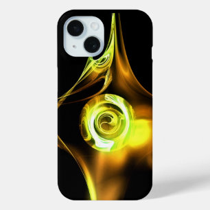 GEEL BREEDWIT-FRACTALE ROOS iPhone 15 CASE