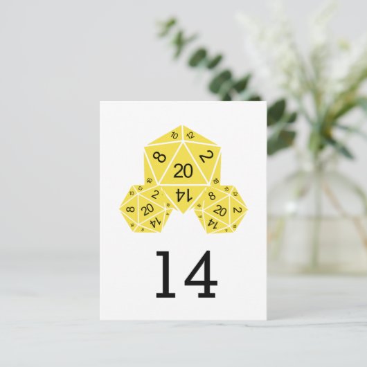 Geel Briefkaart D20-dijtabelnummer (Staand voorkant)