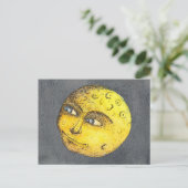 Geel Briefkaart Happy Moon Face (Staand voorkant)