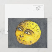 Geel Briefkaart Happy Moon Face (Voorkant / Achterkant)