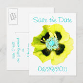 Geel briefkaart "Save the Date" wit (Voorkant / Achterkant)