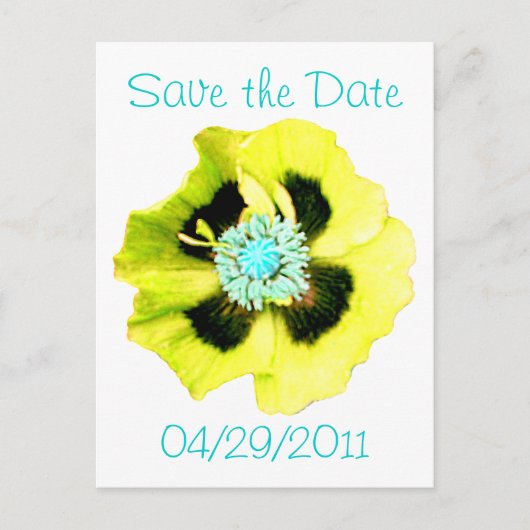 Geel briefkaart "Save the Date" wit (Voorkant)