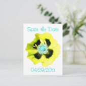 Geel briefkaart "Save the Date" wit (Staand voorkant)