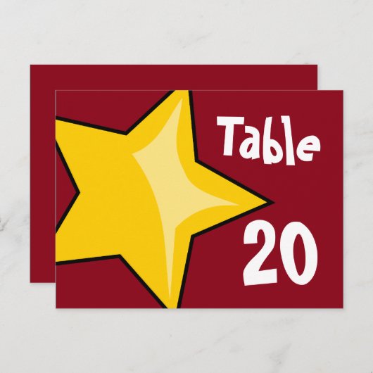 Geel Briefkaart Star Table Number (Voorkant / Achterkant)