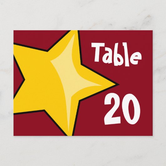 Geel Briefkaart Star Table Number (Voorkant)