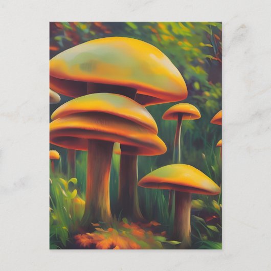 Geel Briefkaart van paddenstoelen (Voorkant)