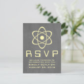 Geel Briefkaart voor atoomalkbord RSVP (Staand voorkant)