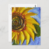 Geel Briefkaart zonnebloem (Voorkant / Achterkant)