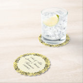 Geel Bruiloft Gepersonaliseerd Aangepast Papier On Kartonnen Onderzetters (Insitu)